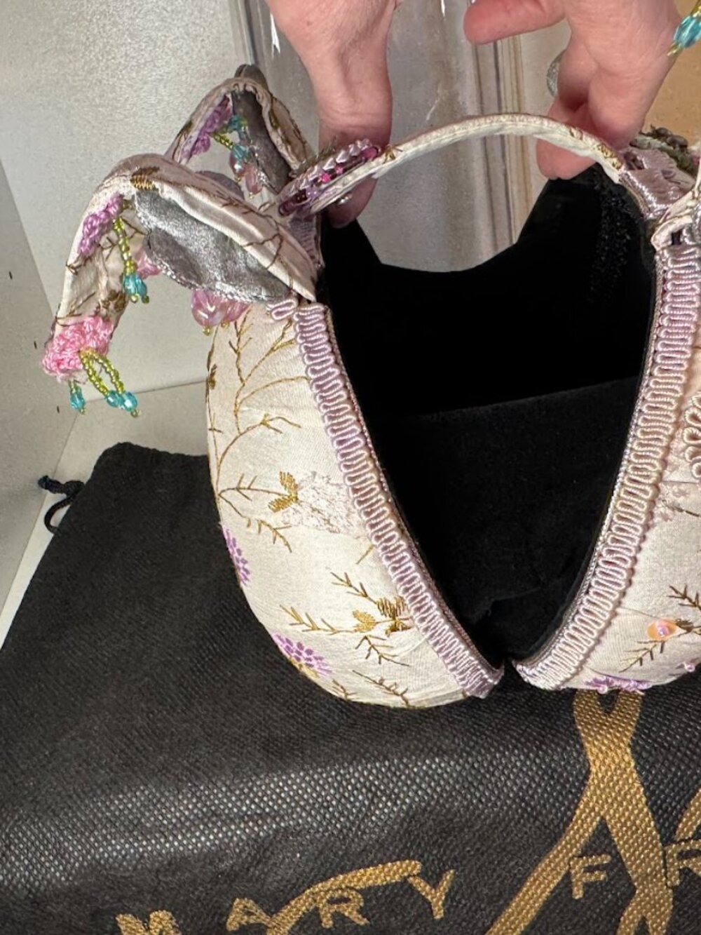 NWOT Mary Frances Dragonfly Floral Fairycore Beaded Cottagecore Embroidered bag - Picture 7 of 9